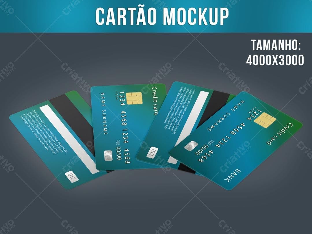 Mockup de Cartões de Crédito: Design Moderno em Azul Escuro