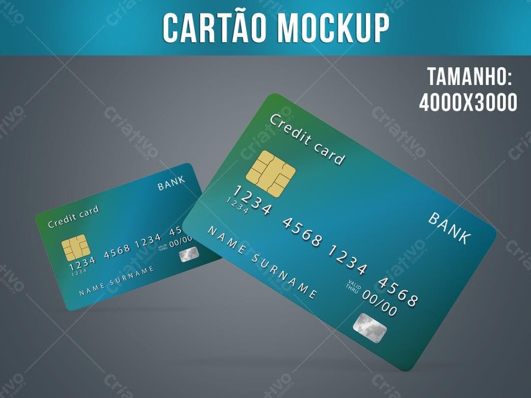 Mockup de Cartão de Crédito Realista em Azul e Verde