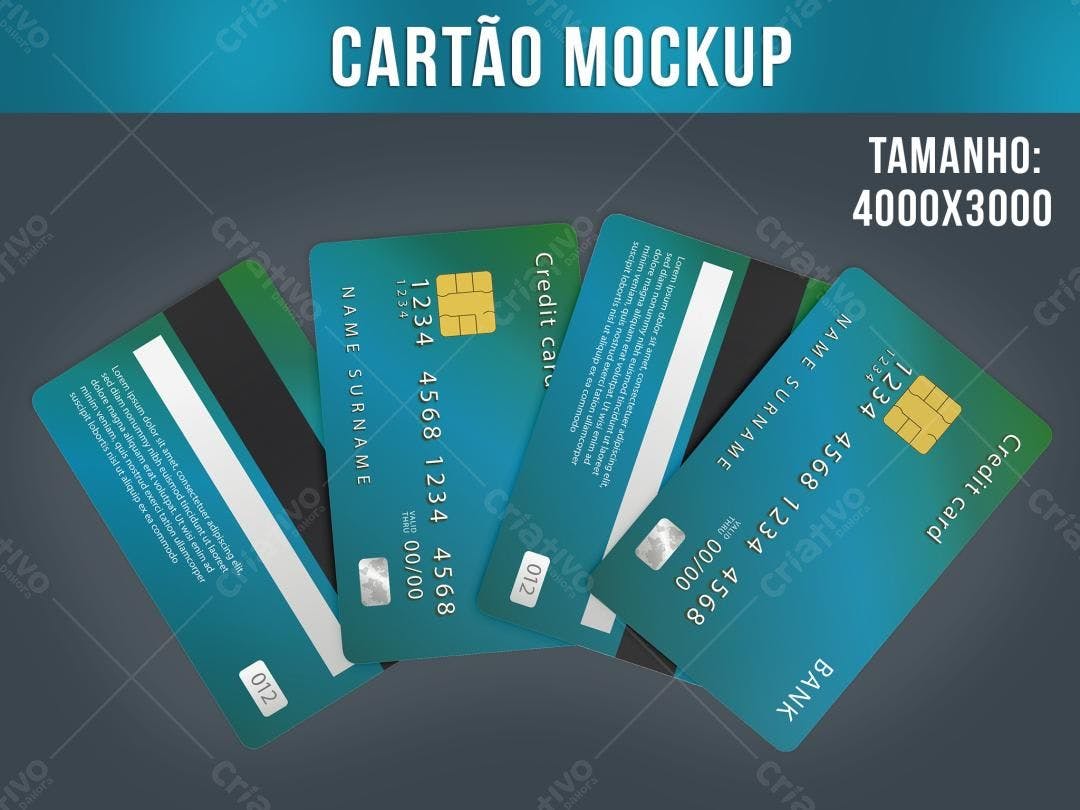 Mockup de Cartão de Crédito Realista: Azul e Verde