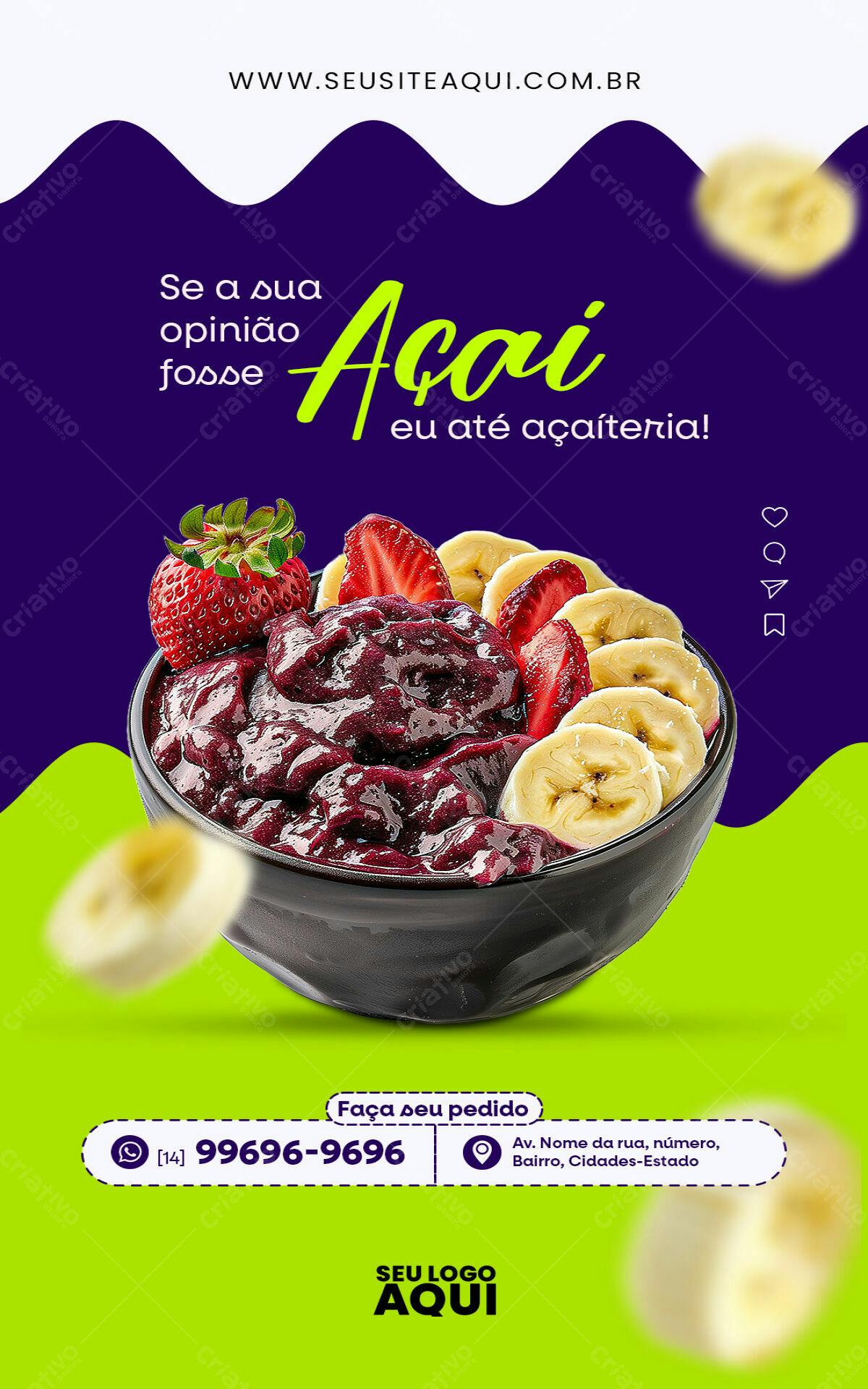 Flyer para Açaí PSD Editável