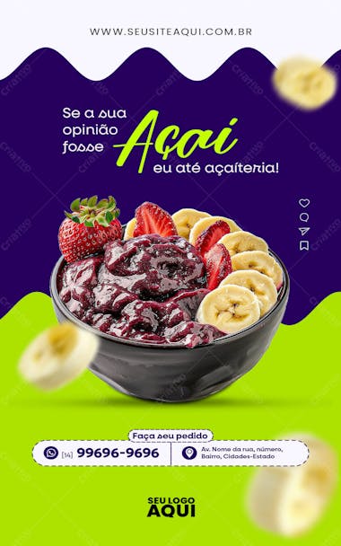 Story açaíteria açaí social media