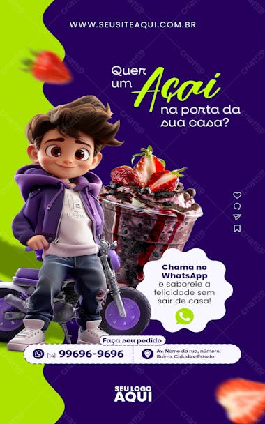 Story açaíteria açaí social media