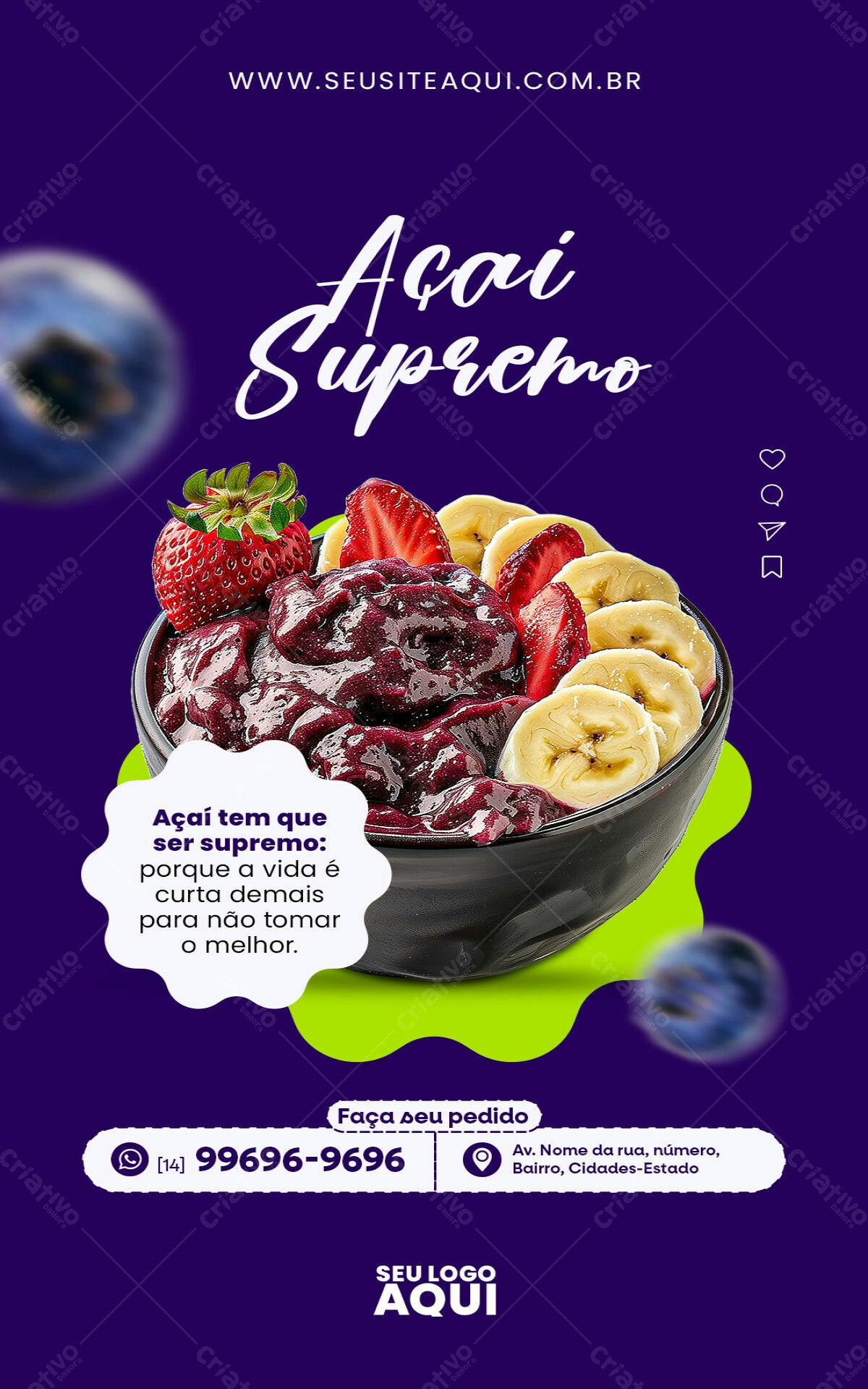 Post para Açaí Supremo PSD Editável