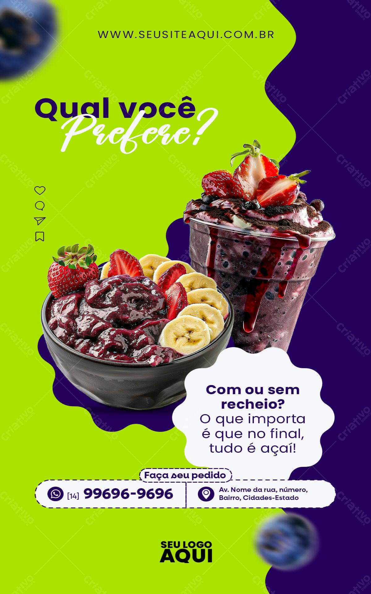 Flyer para Açaí PSD Editável