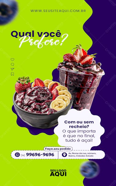 Story açaíteria açaí social media