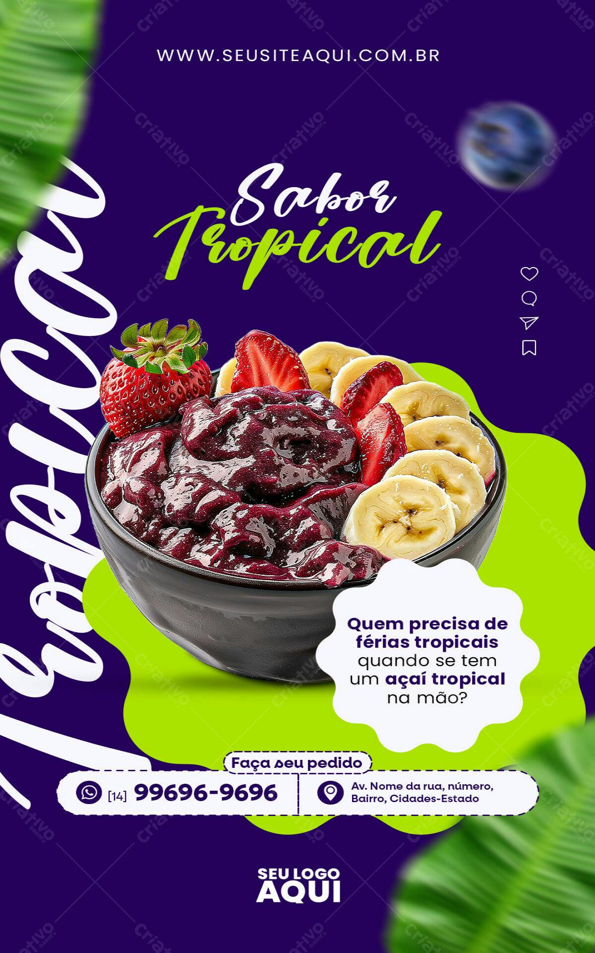 Flyer Açaí Tropical PSD Editável