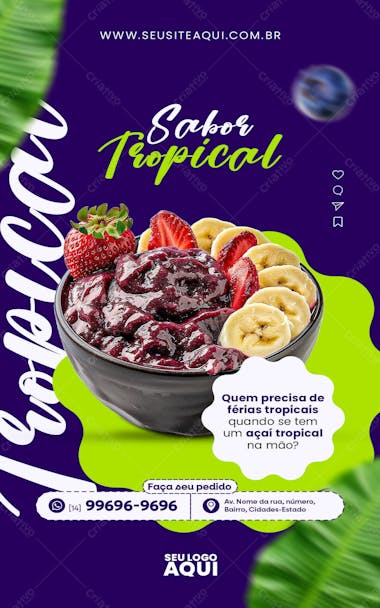 Story açaíteria açaí social media