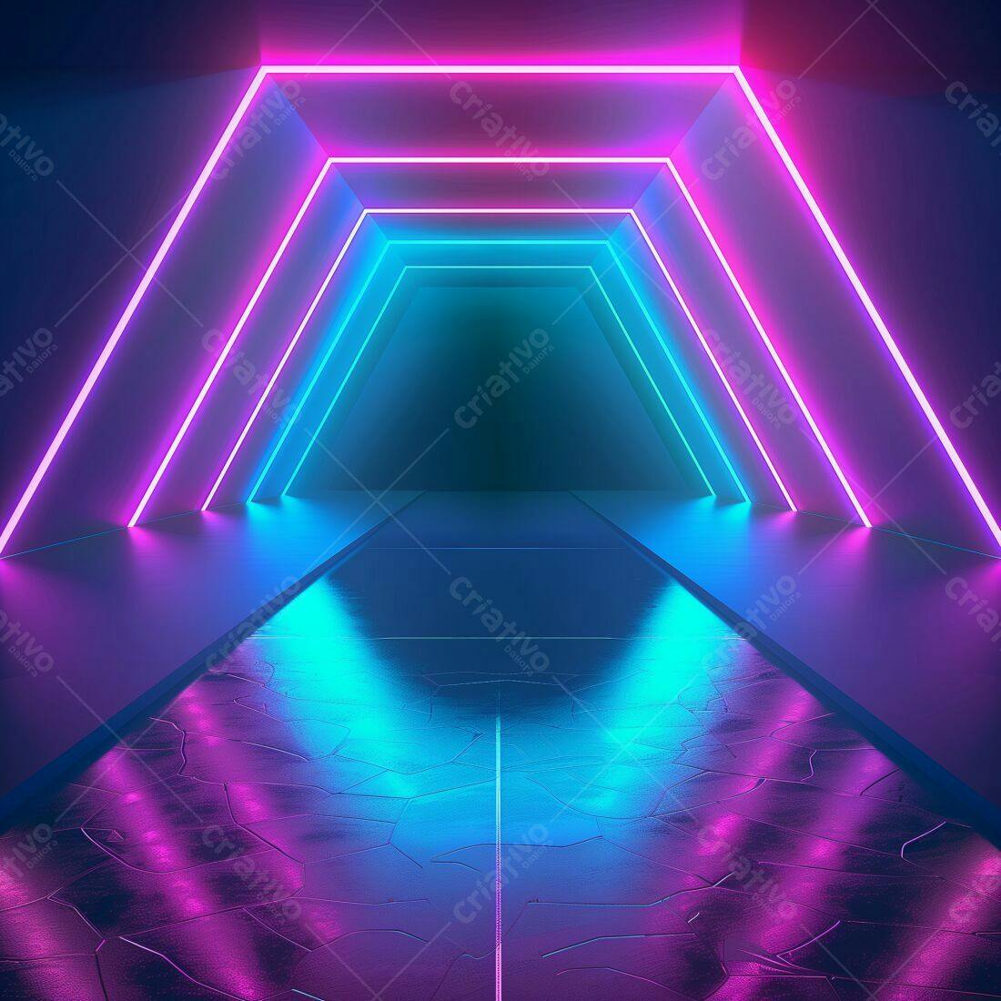Túnel Neon Rosa e Azul