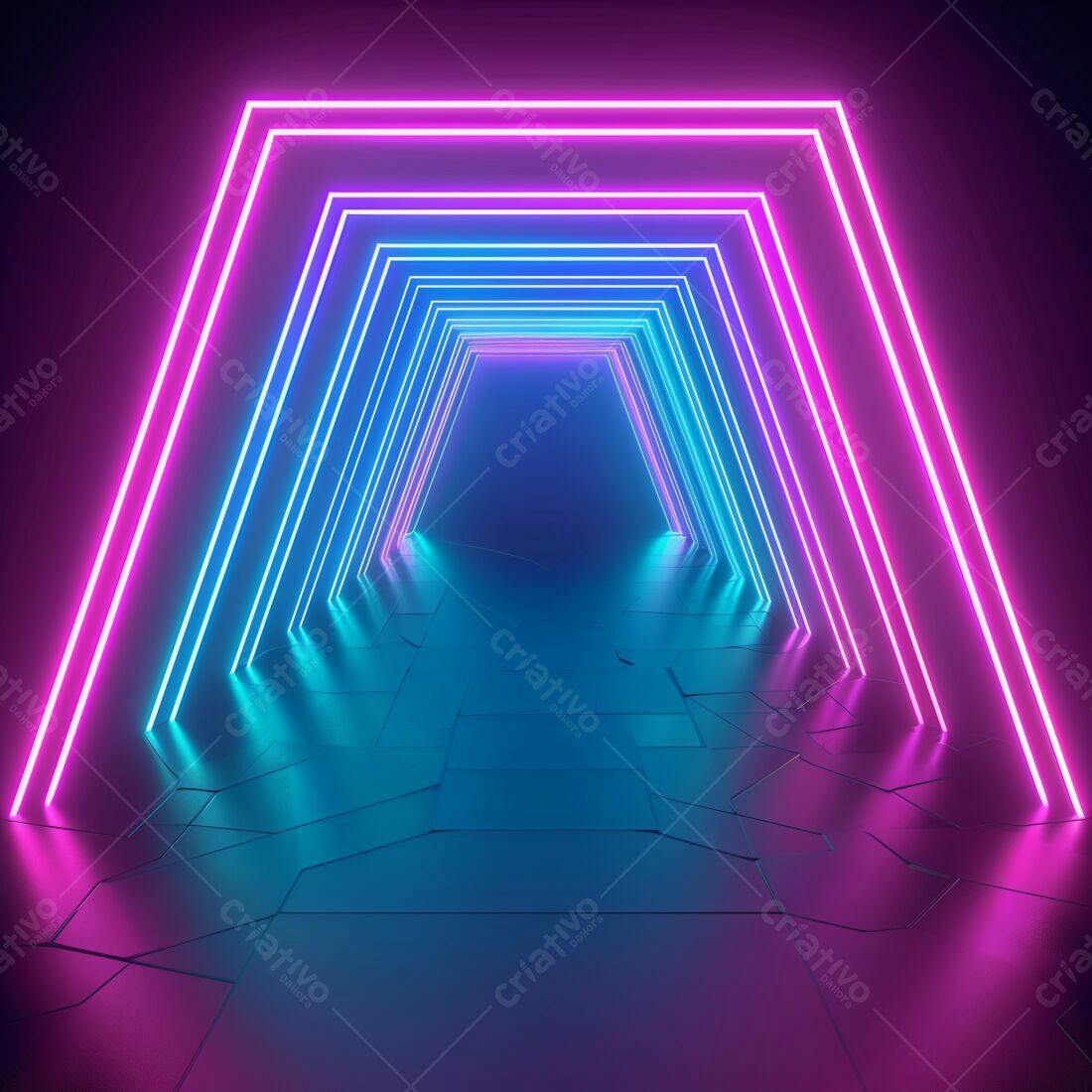 Túnel Neon Rosa e Azul