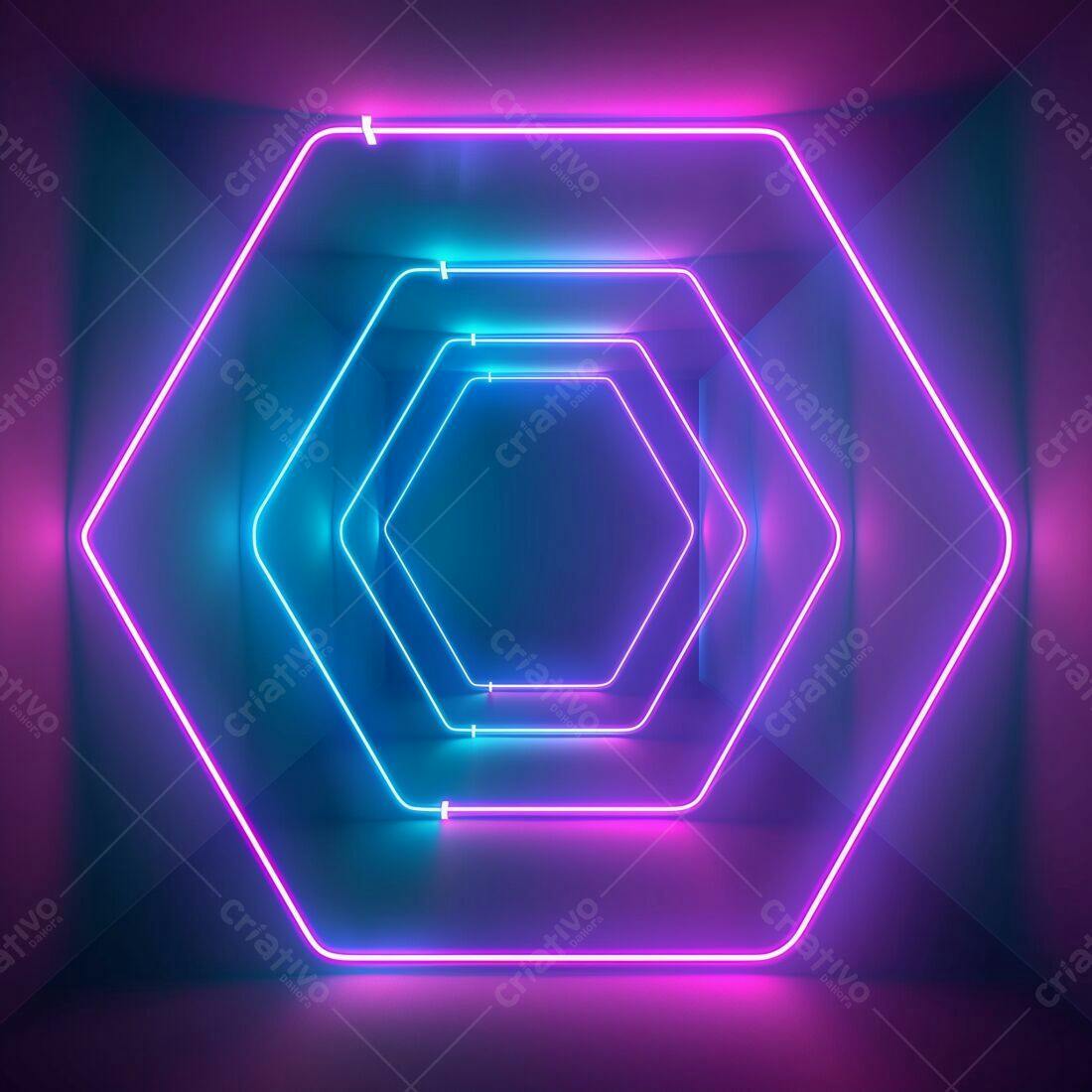 Túnel de Neon Rosa e Azul
