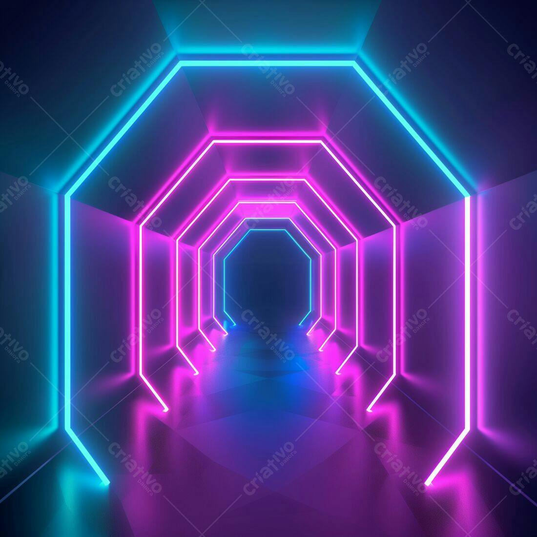 Túnel Neon Rosa e Azul