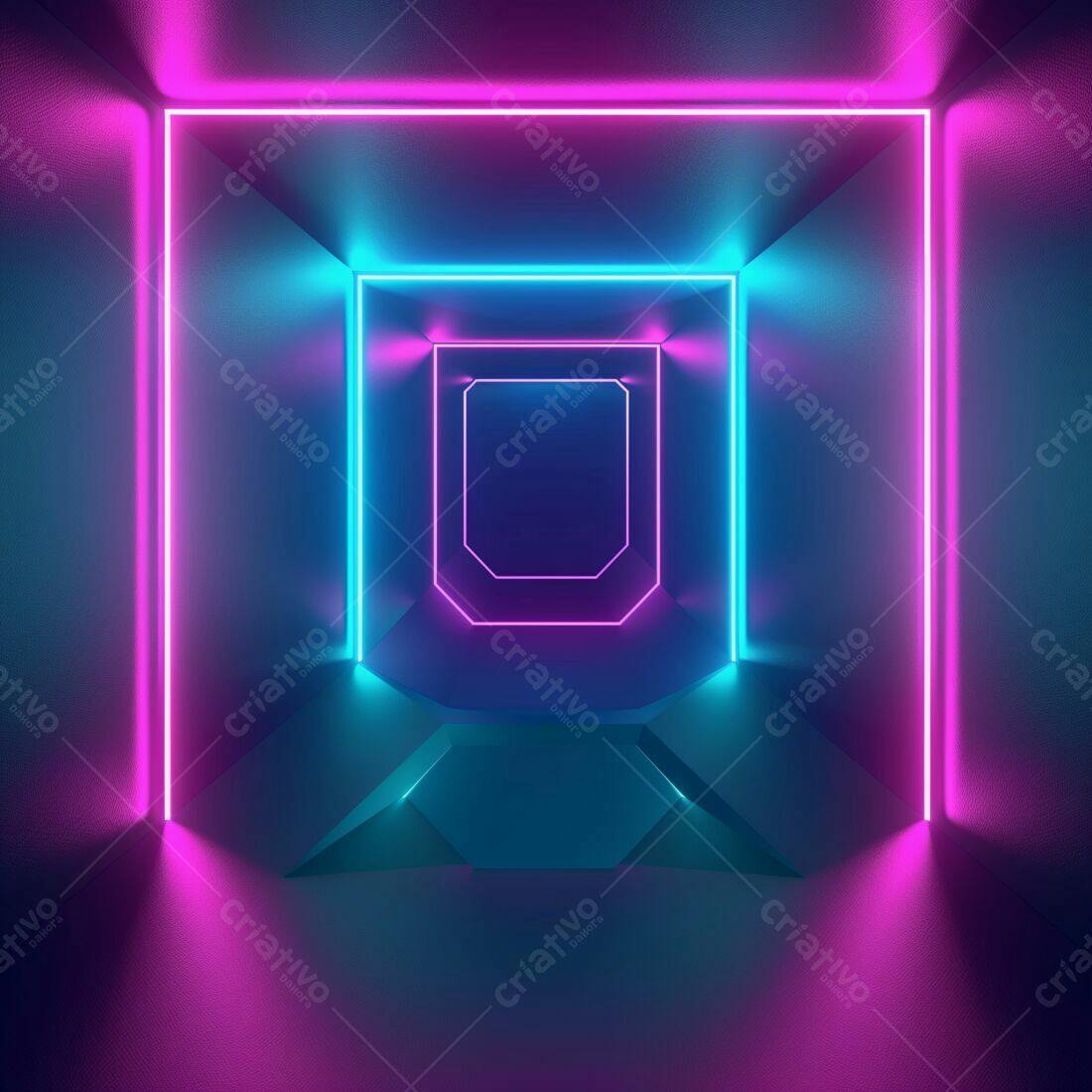 Ambiente Neon Rosa e Azul com Plataforma
