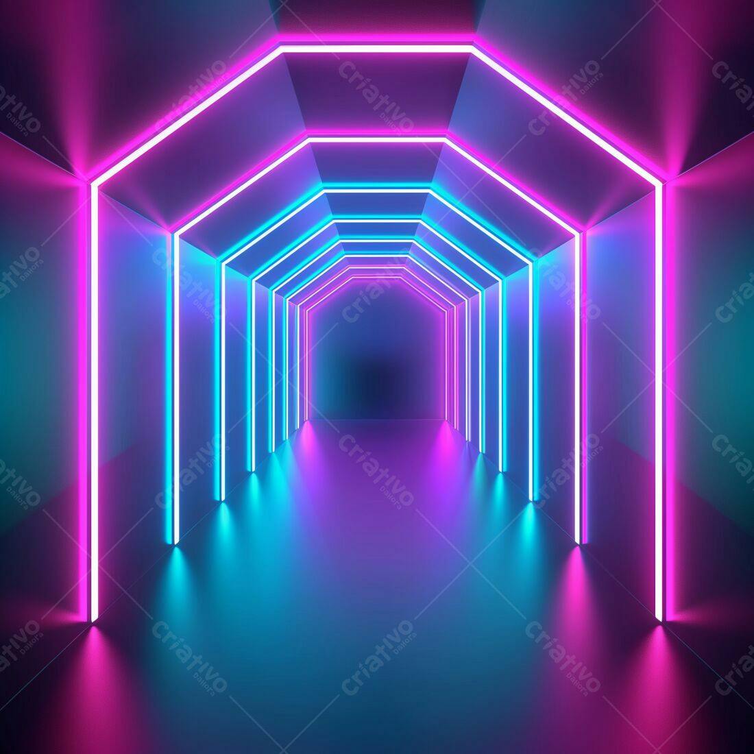 Túnel Neon Rosa e Azul