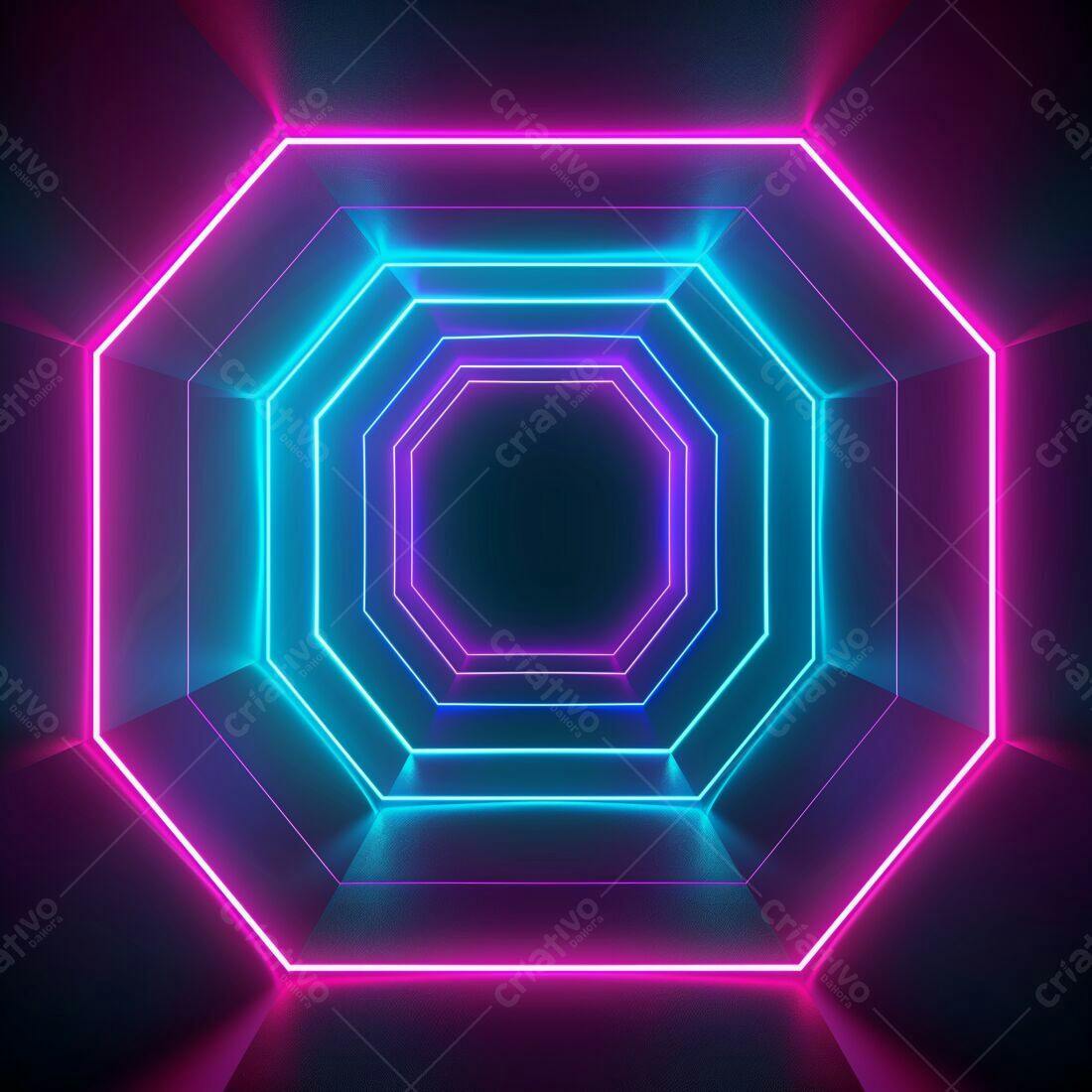 Túnel de Neon Rosa e Azul