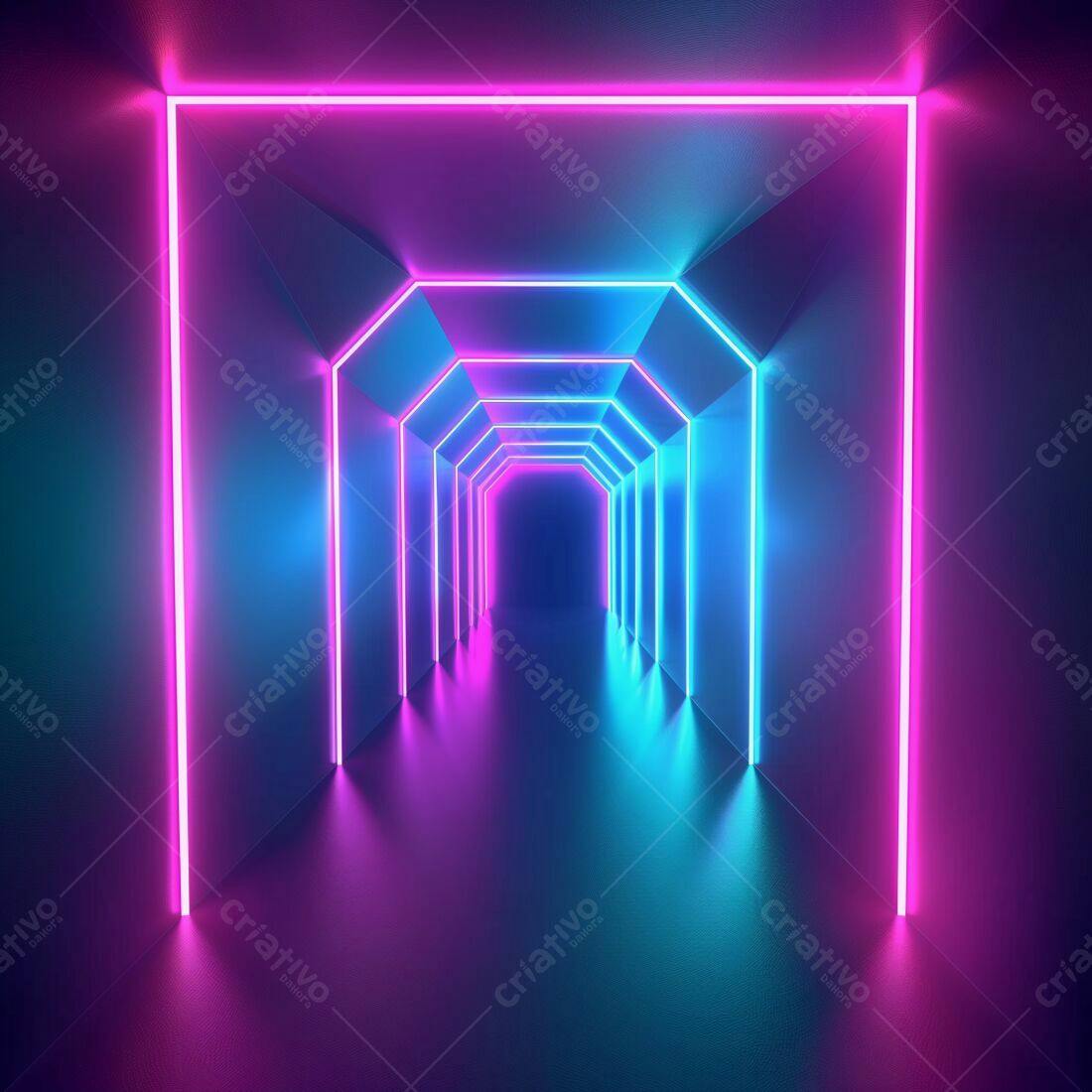 Corredor Neon Rosa e Azul