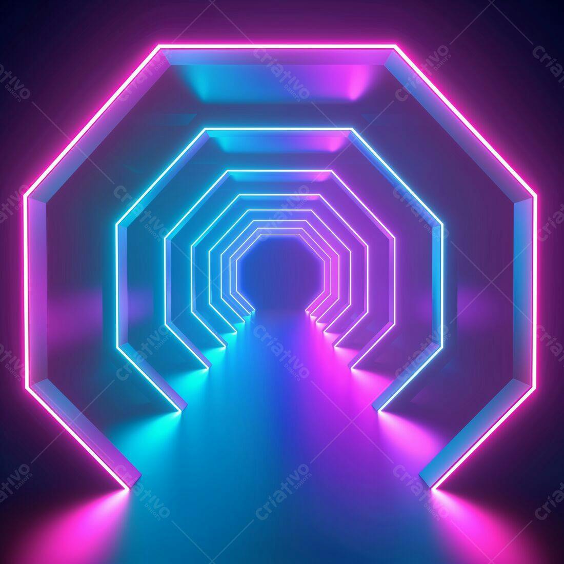 Túnel Neon Rosa e Azul