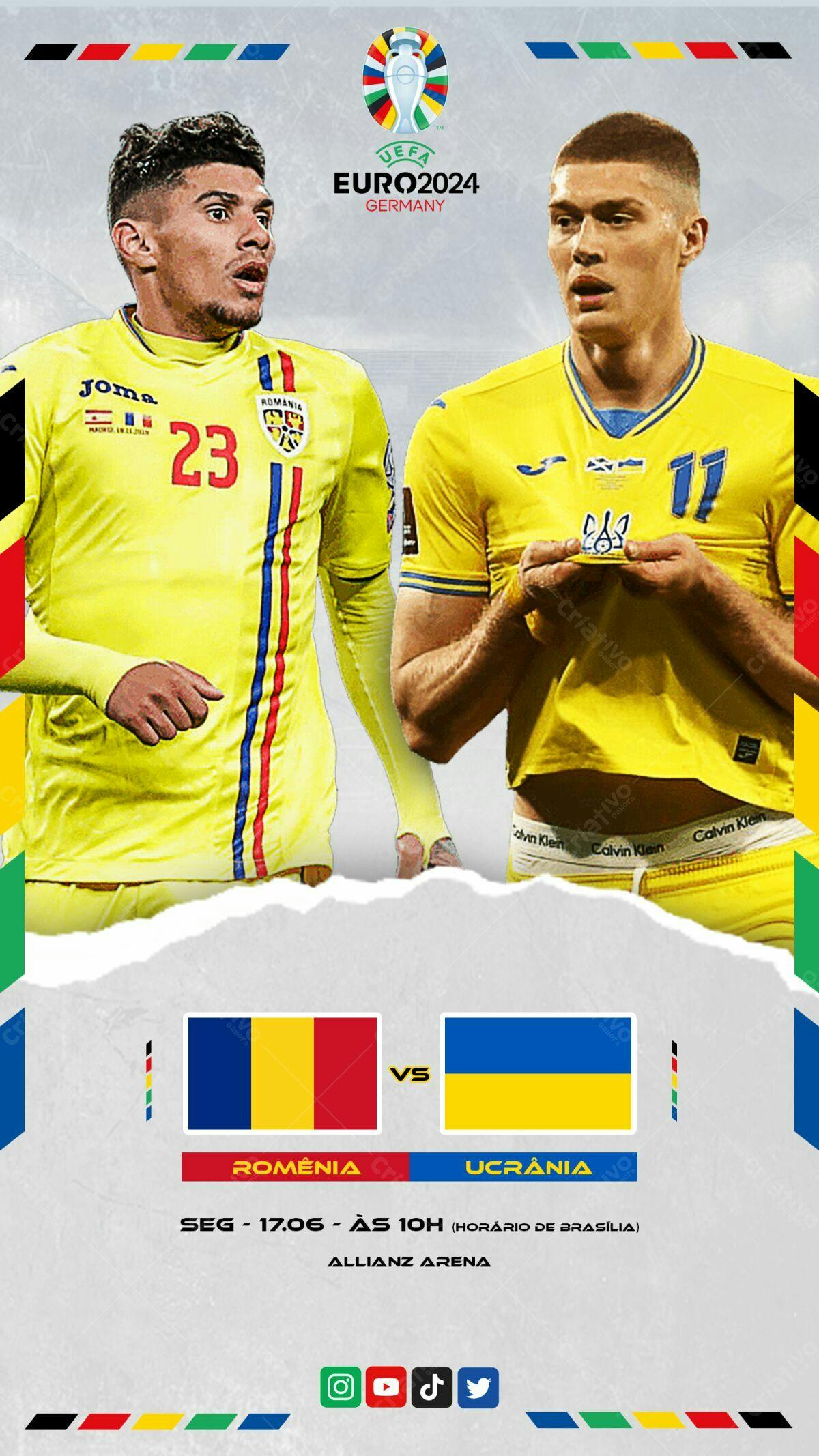 Flyer Romênia x Ucrânia EURO2024 PSD Editável