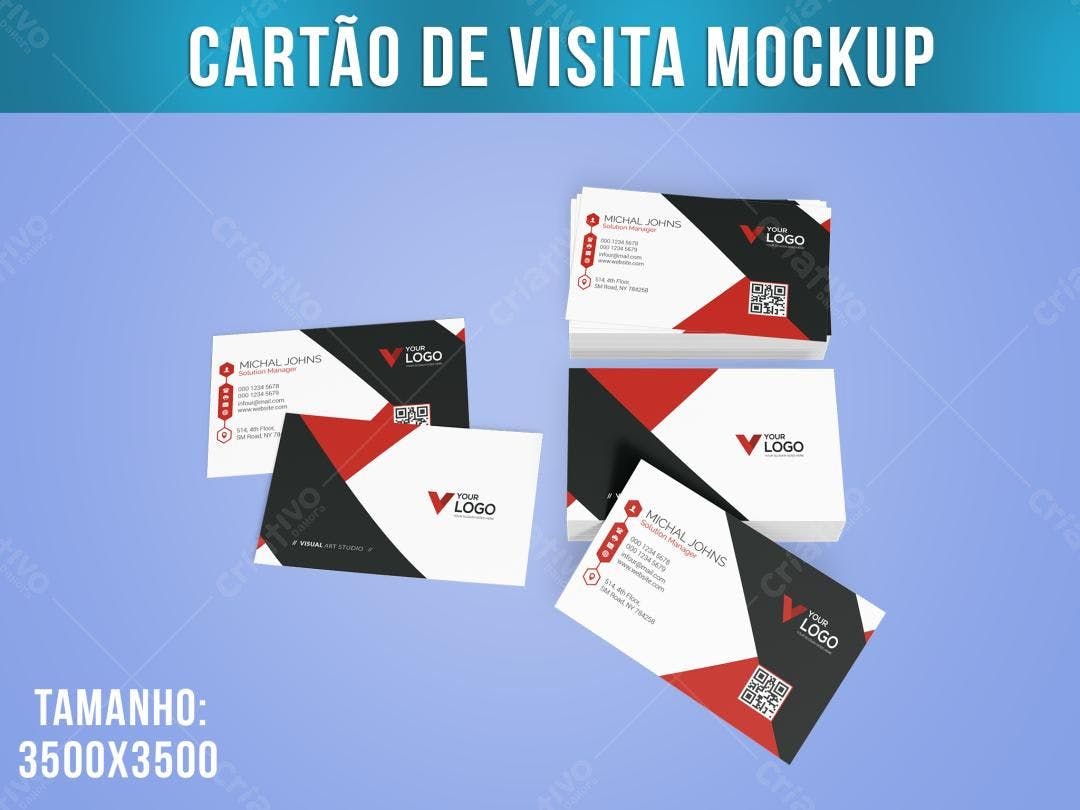 Mockup de Cartão de Visita Moderno: Vermelho e Preto