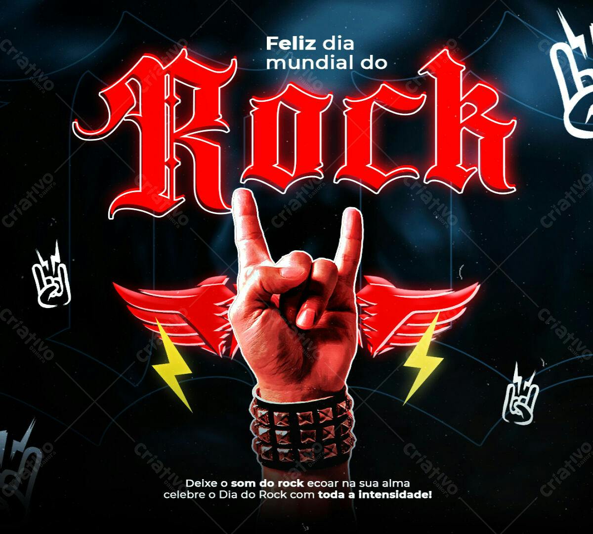 Post para Dia Mundial do Rock PSD Editável