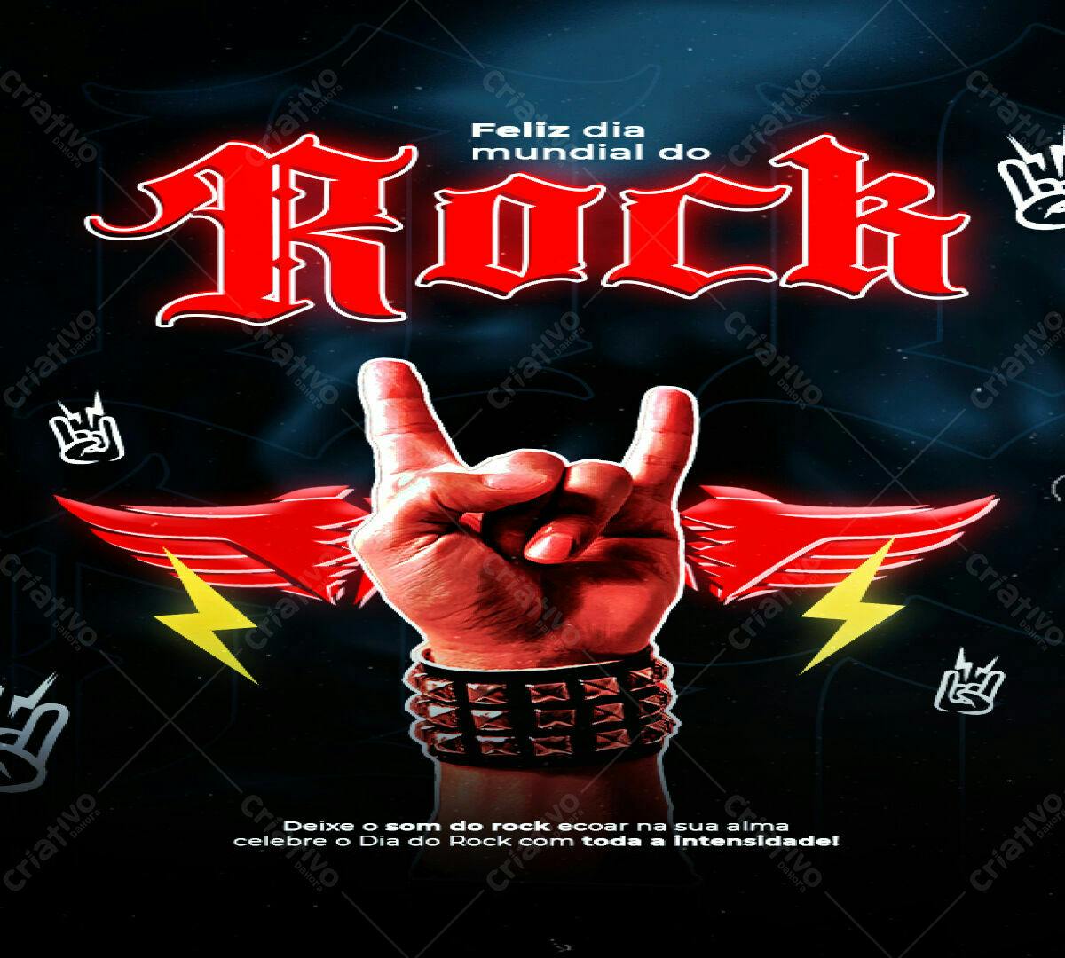 Flyer Dia Mundial do Rock PSD Editável