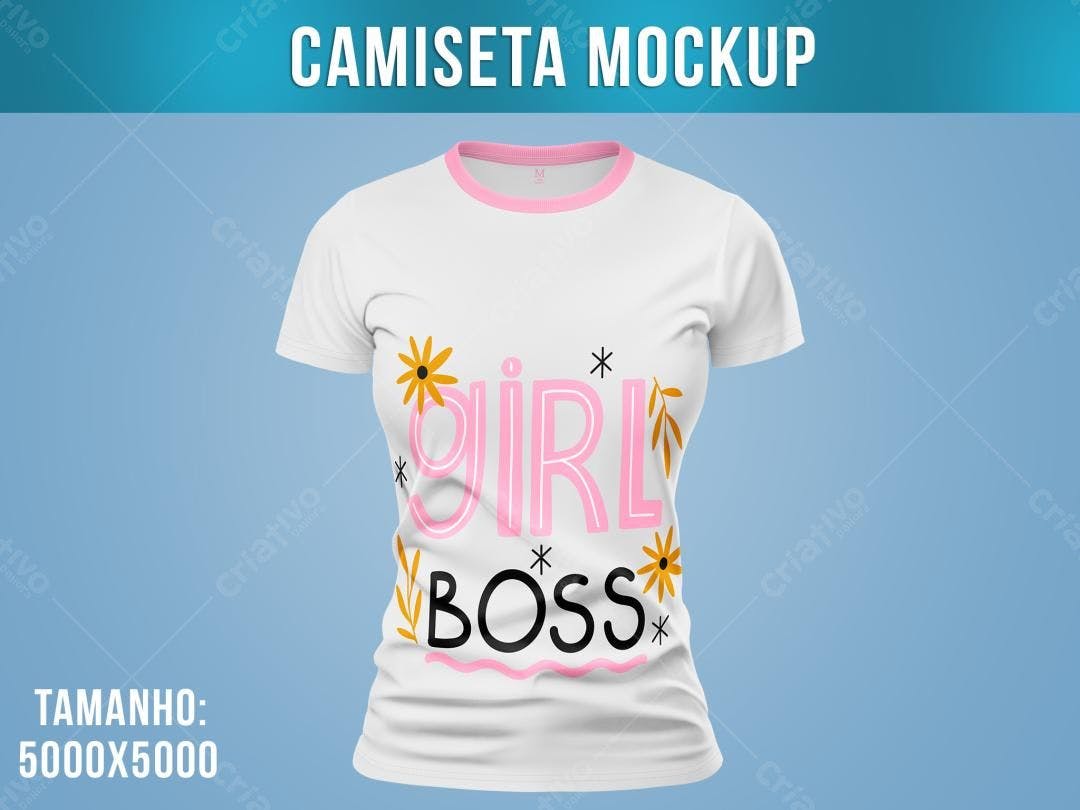 Mockup Camiseta Feminina "Girl Boss" - Estilo Moderno