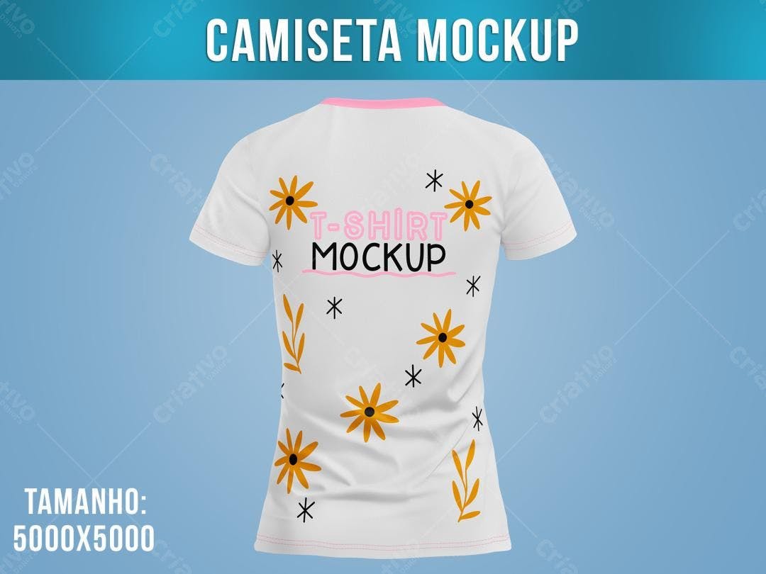 Mockup Camiseta Feminina com Flores - Estilo Moderno