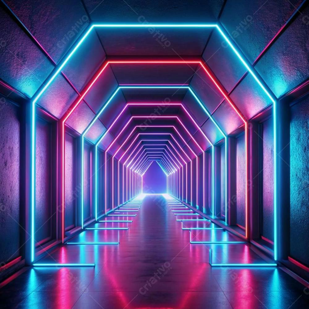 Corredor Com Luz Neon Plano De Fundo Background