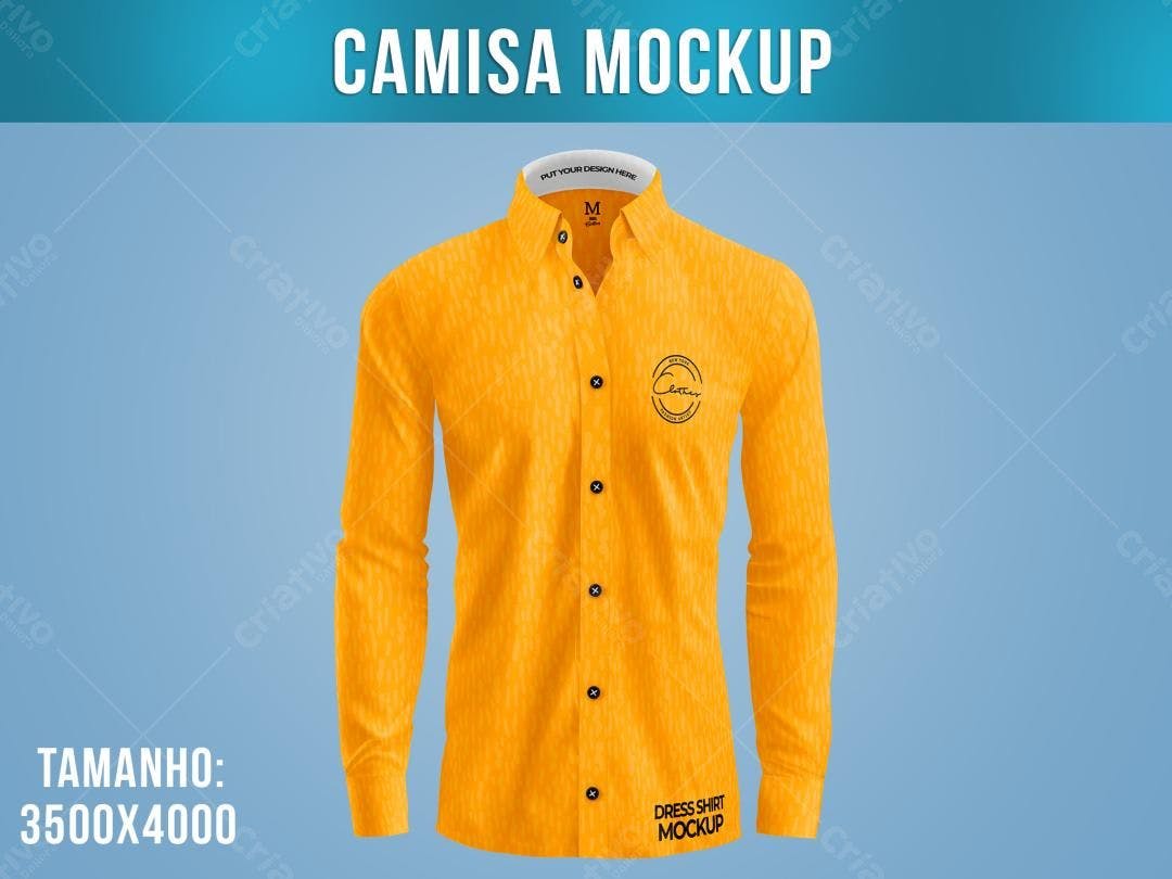 Mockup Camisa Amarela Realista - Manga Longa