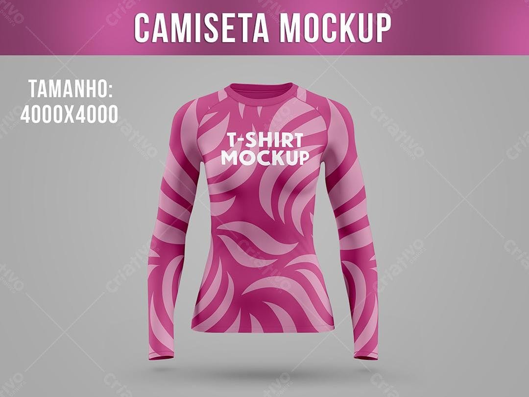 Mockup Camiseta Manga Longa Rosa Pink - Estilo Moderno