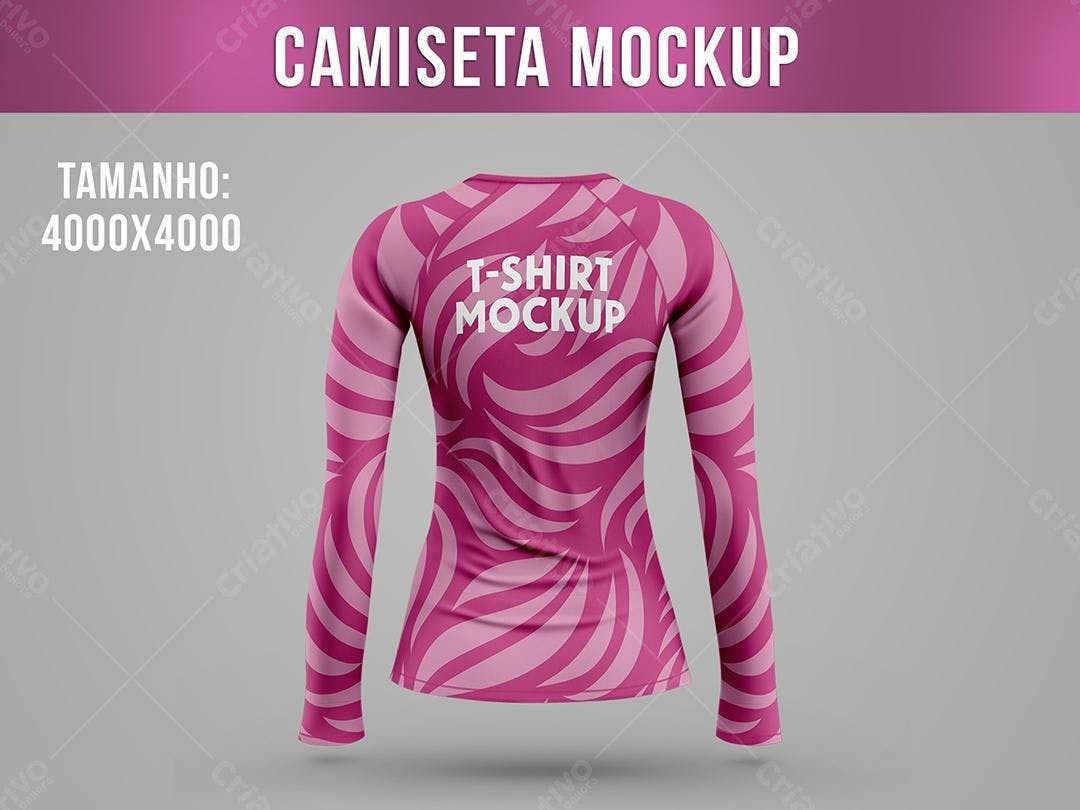 Mockup de Camiseta Manga Longa Rosa com Design Moderno