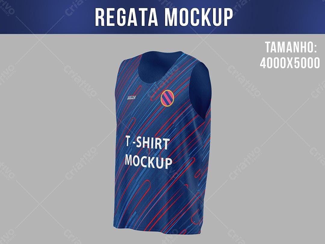 Mockup Regata Esporte: Design Moderno Azul e Vermelho