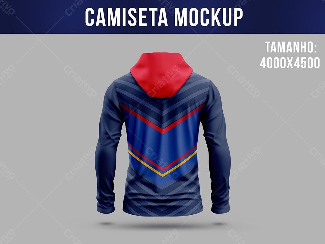Mockup Camiseta Hoodie Azul e Vermelho: Design Esportivo
