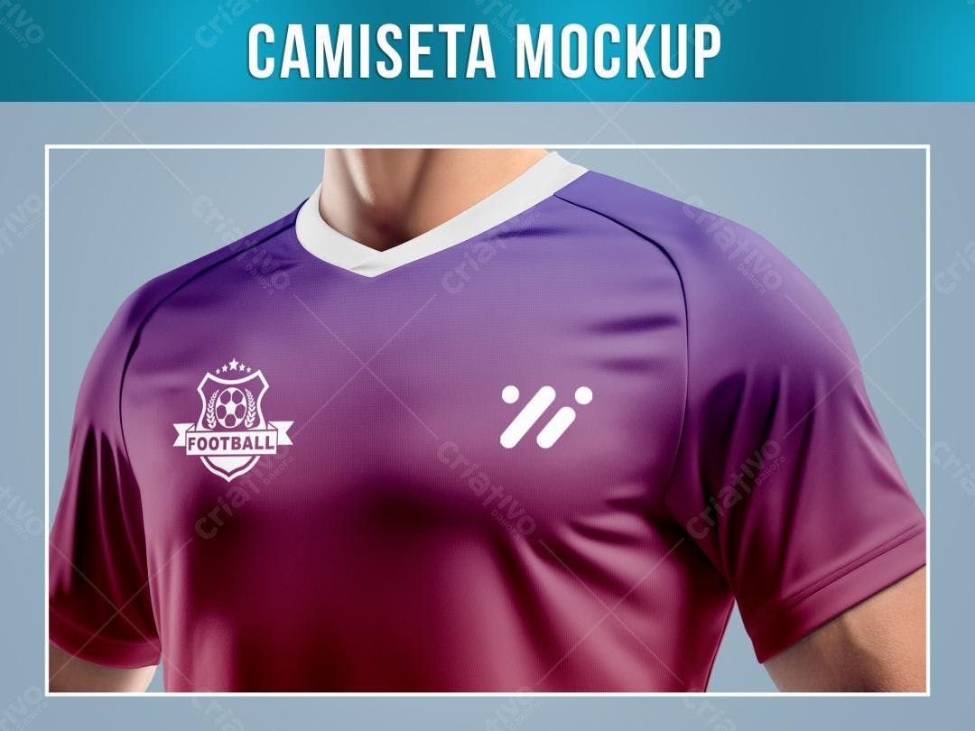 Mockup Camiseta Futebol: Design Moderno em Tons Roxo e Vinho