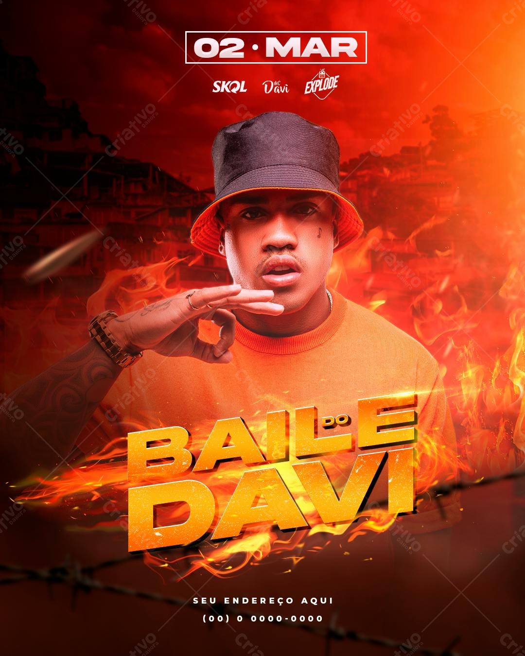 Flyer para Evento Baile do Davi PSD Editável