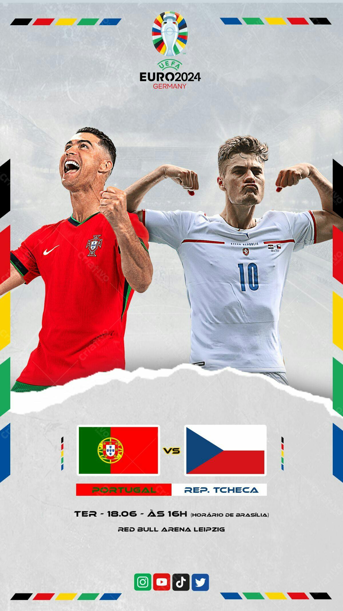 Flyer Euro 2024 Portugal x Rep. Tcheca PSD Editável
