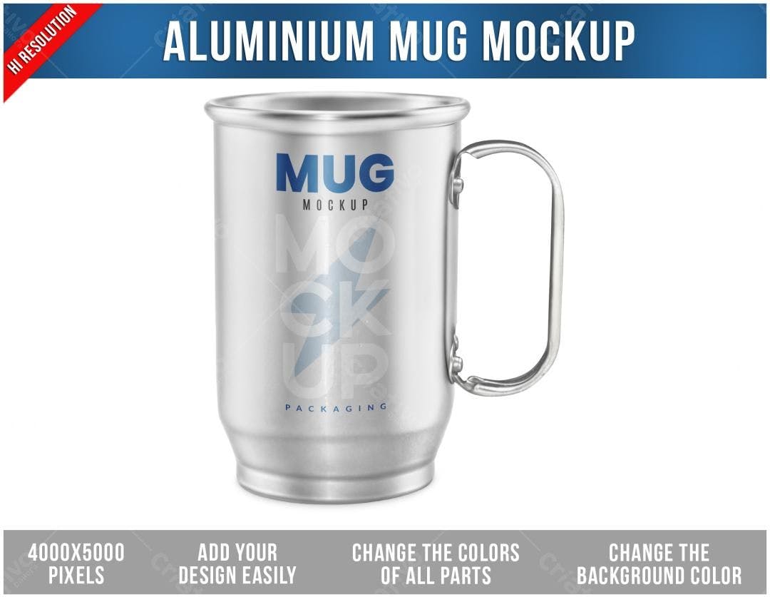 Mockup Caneca Alumínio Realista: Design de Embalagem