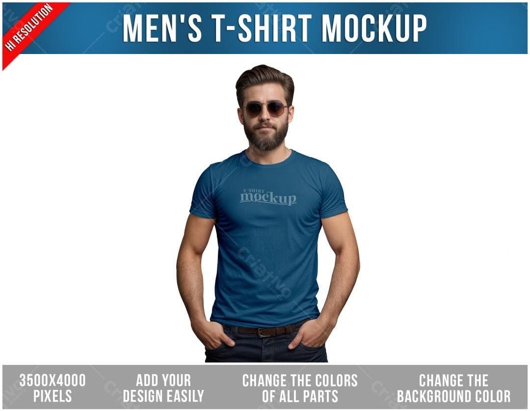 Mockup Camiseta Masculina Azul Marinho - Estilo Moderno