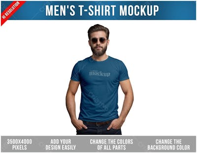 Homem De Camiseta Gola Redonda Psd Editavel Mockup