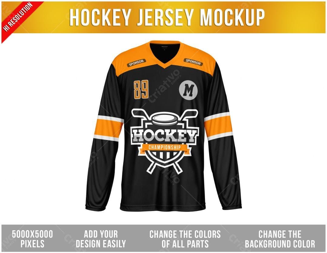 Mockup Camiseta Hóquei Preto e Laranja