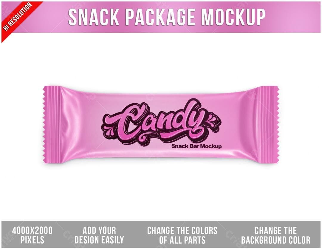 Mockup de Embalagem de Barra de Chocolate Rosa