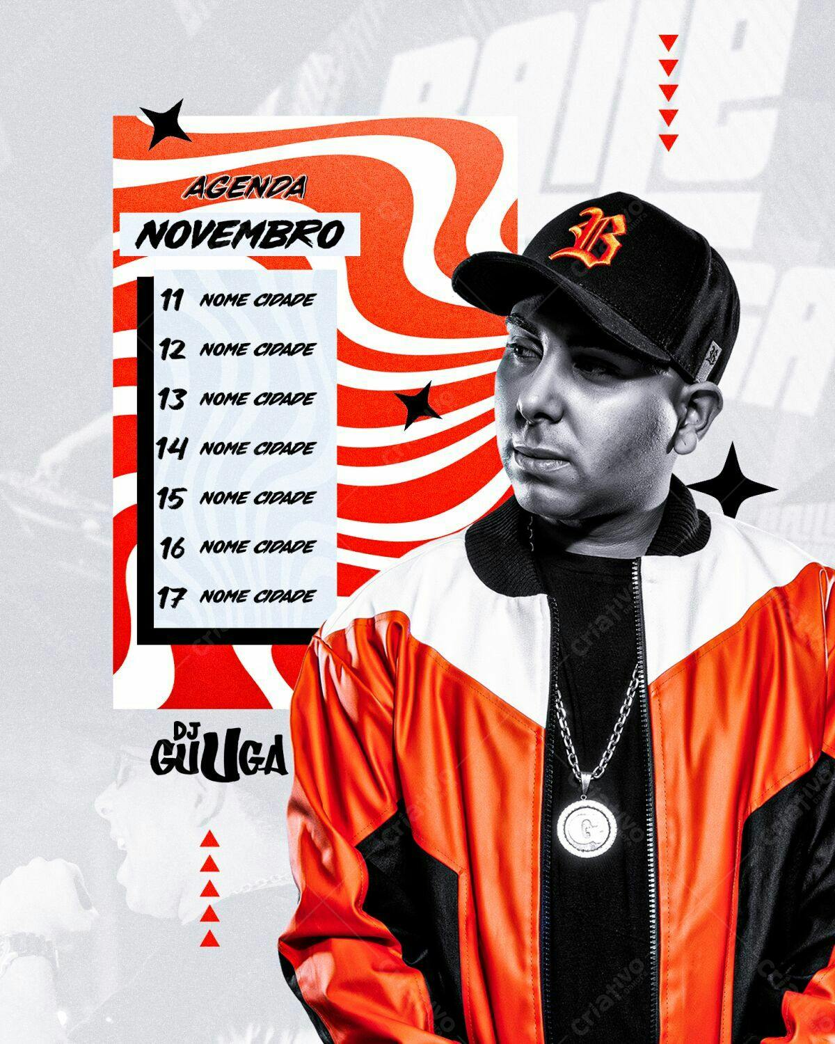 Flyer Agenda DJ Guuga Novembro PSD Editável