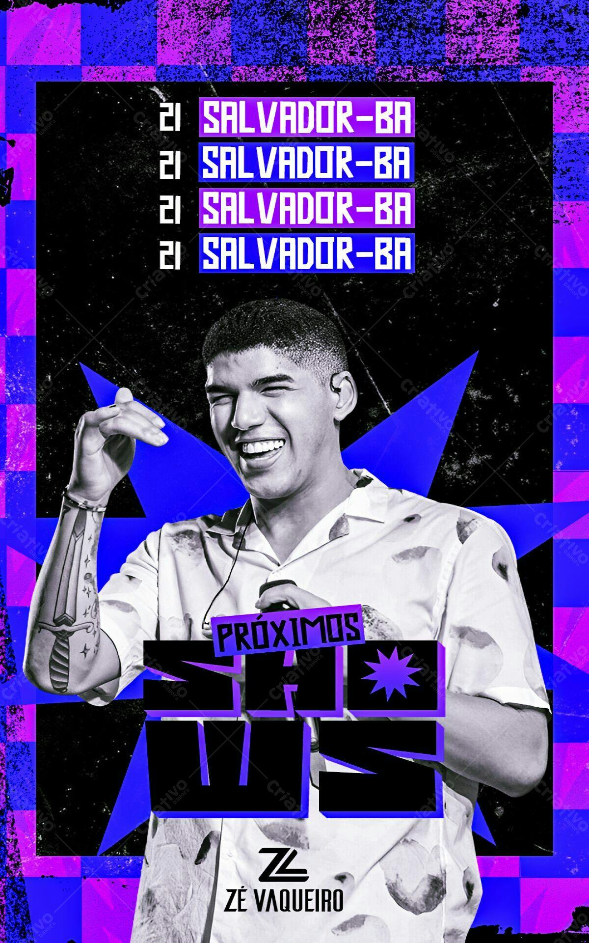 Flyer Zé Vaqueiro em Salvador PSD Editável