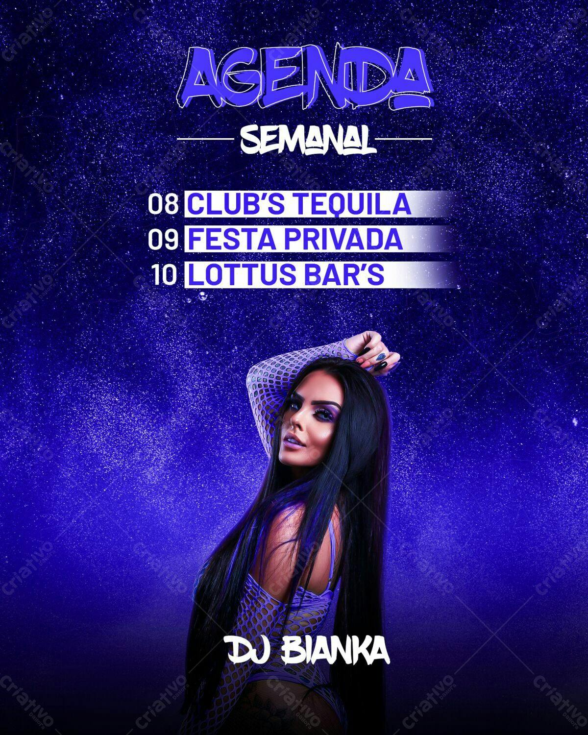 Flyer Agenda Semanal DJ Bianka PSD Editável