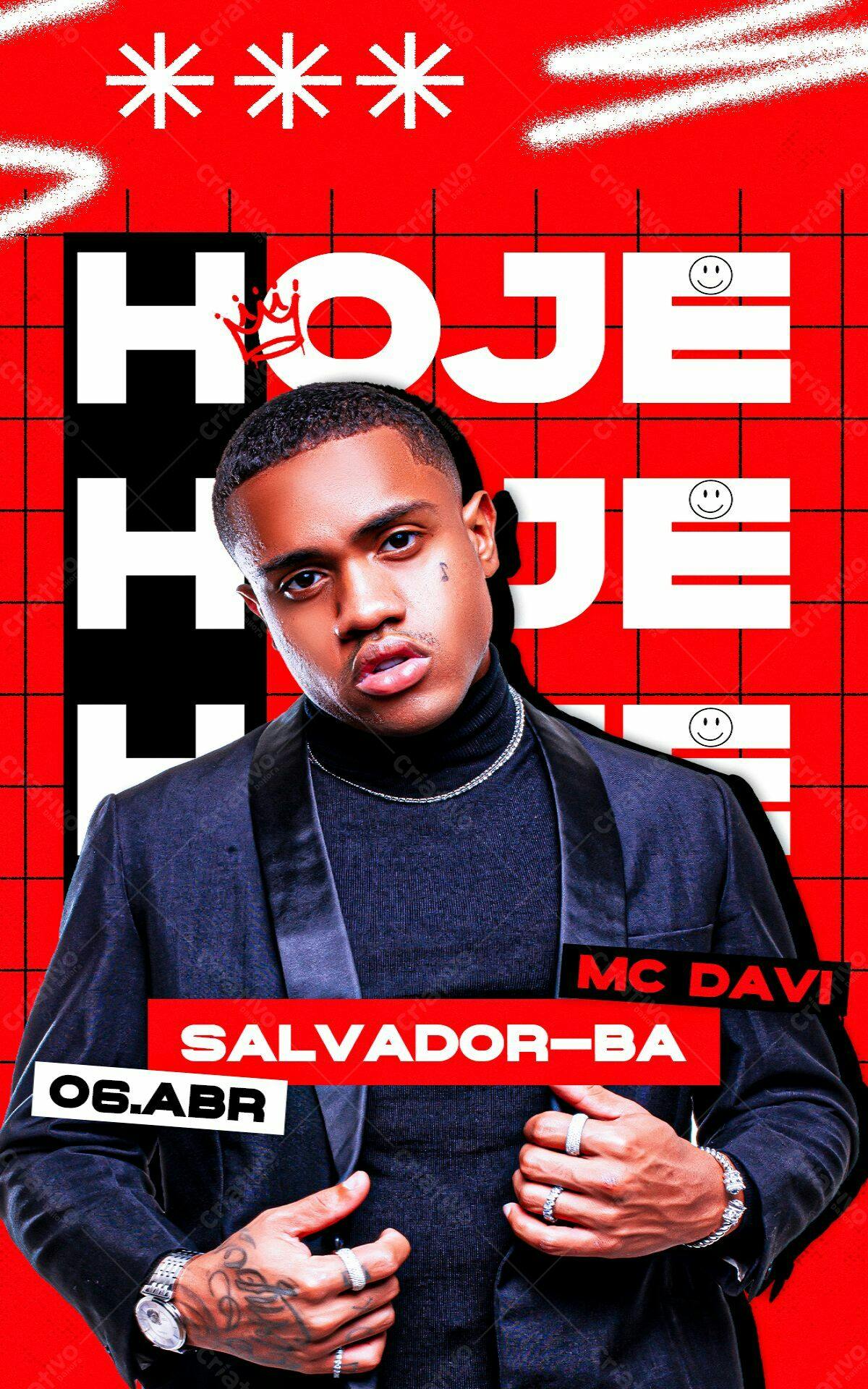 Flyer para Show do MC Davi em Salvador PSD Editável