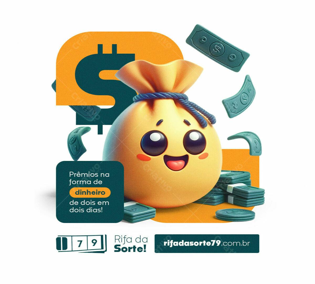 Flyer para Rifa de Dinheiro PSD Editável
