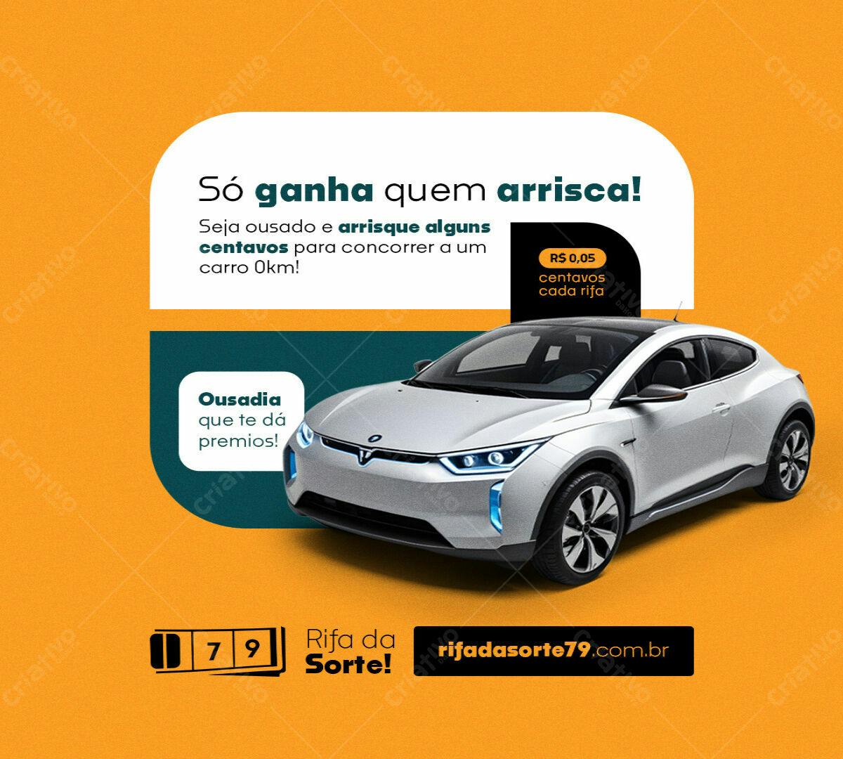Post para Rifa de Carro PSD Editável