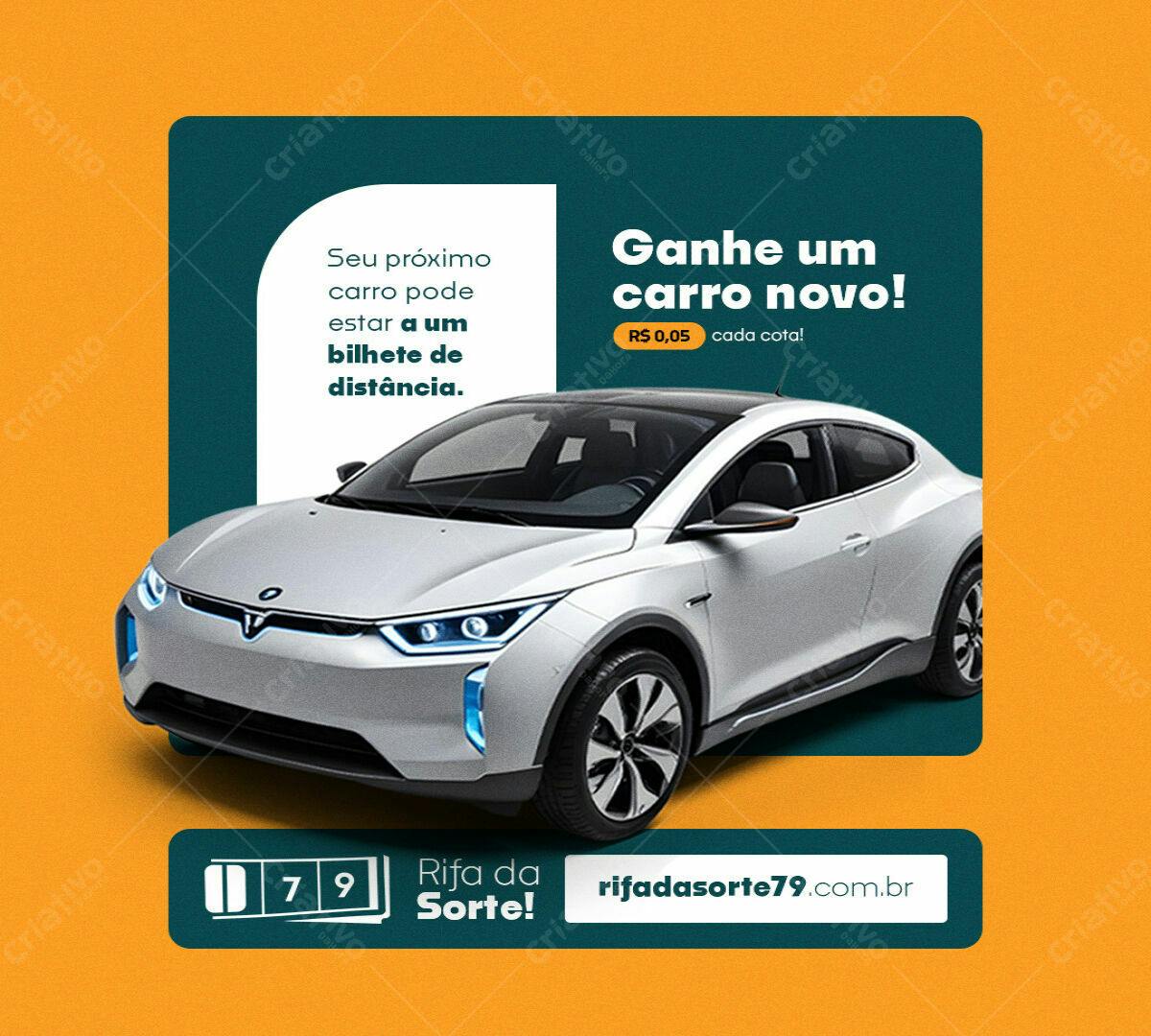 Post para Rifa de Carro PSD Editável