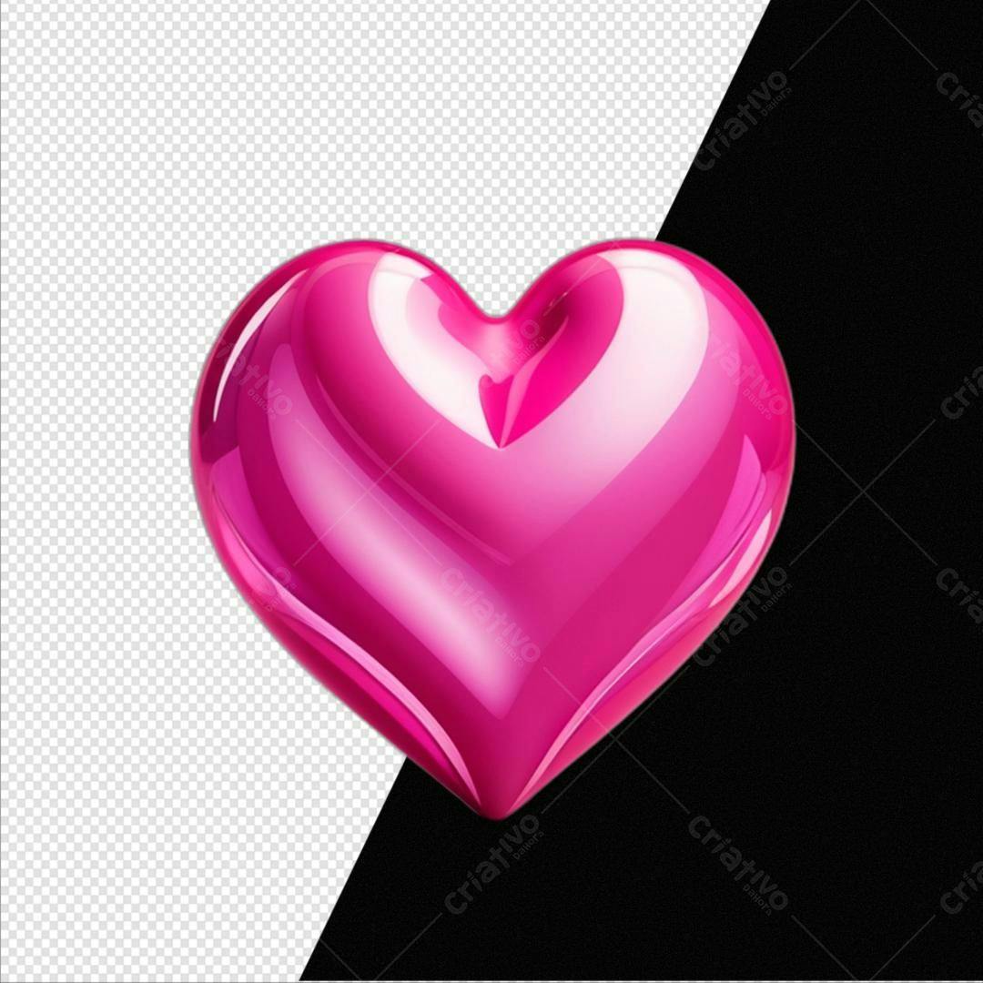 Icone Dia dos Namorados Coração Rosa PNG com fundo transparente