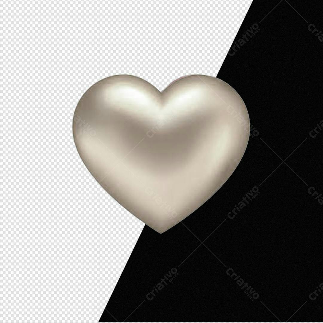 Icone Dia dos Namorados Coração Prata PNG com fundo transparente