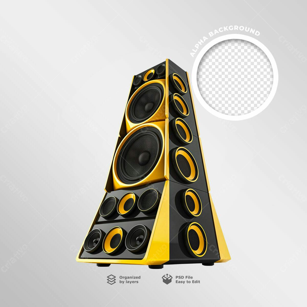 Mockup de Som Profissional Preto e Amarelo PSD Editável